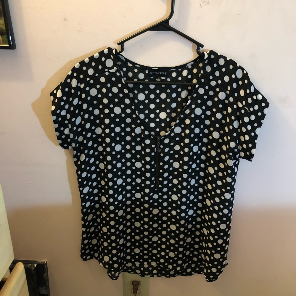Casual Black top with polka dots